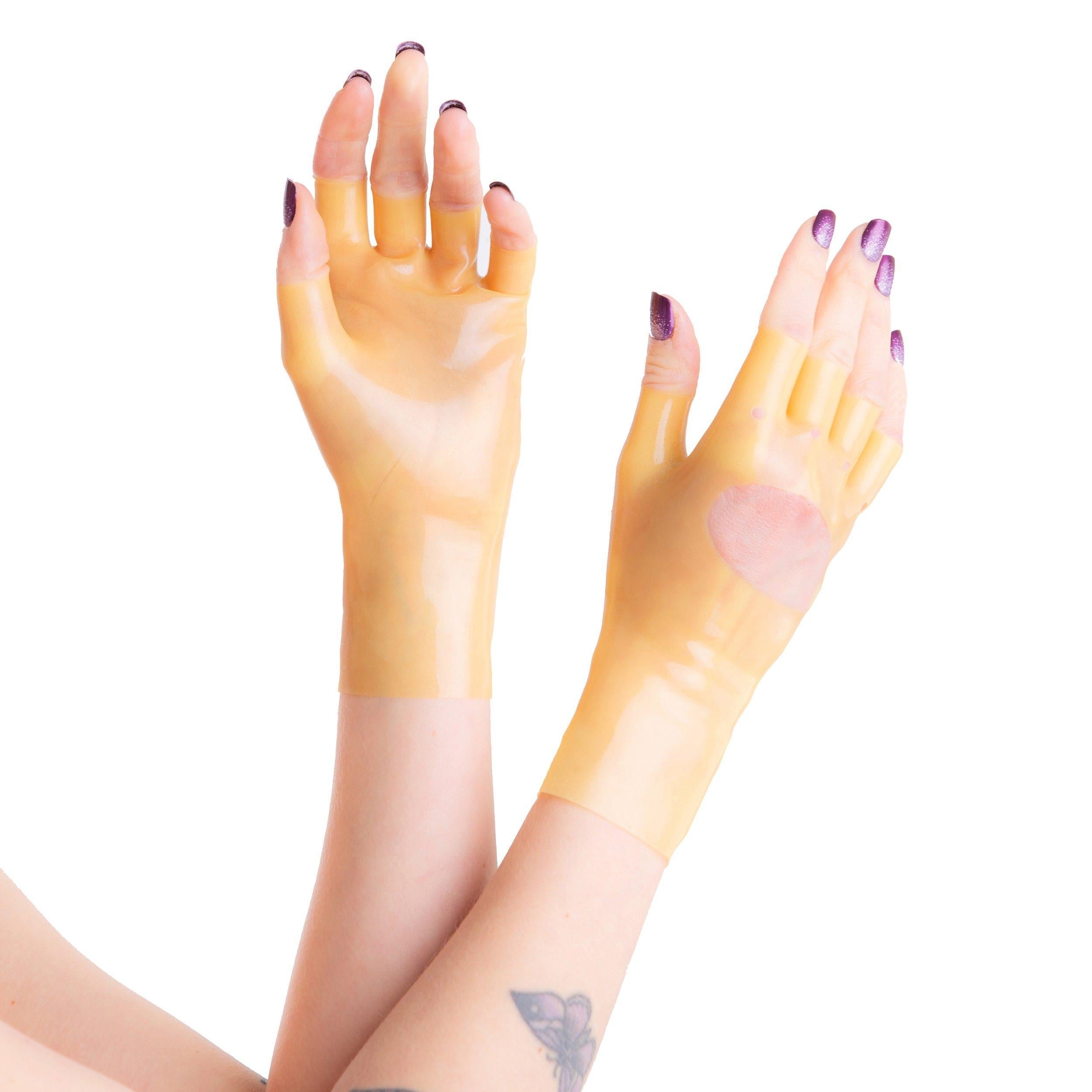 Rubberfashion kurze Latex Handschuhe - Biker Gloves - fingerlose Latexhandschuhe bis zum Handgelenk für Damen und Herren